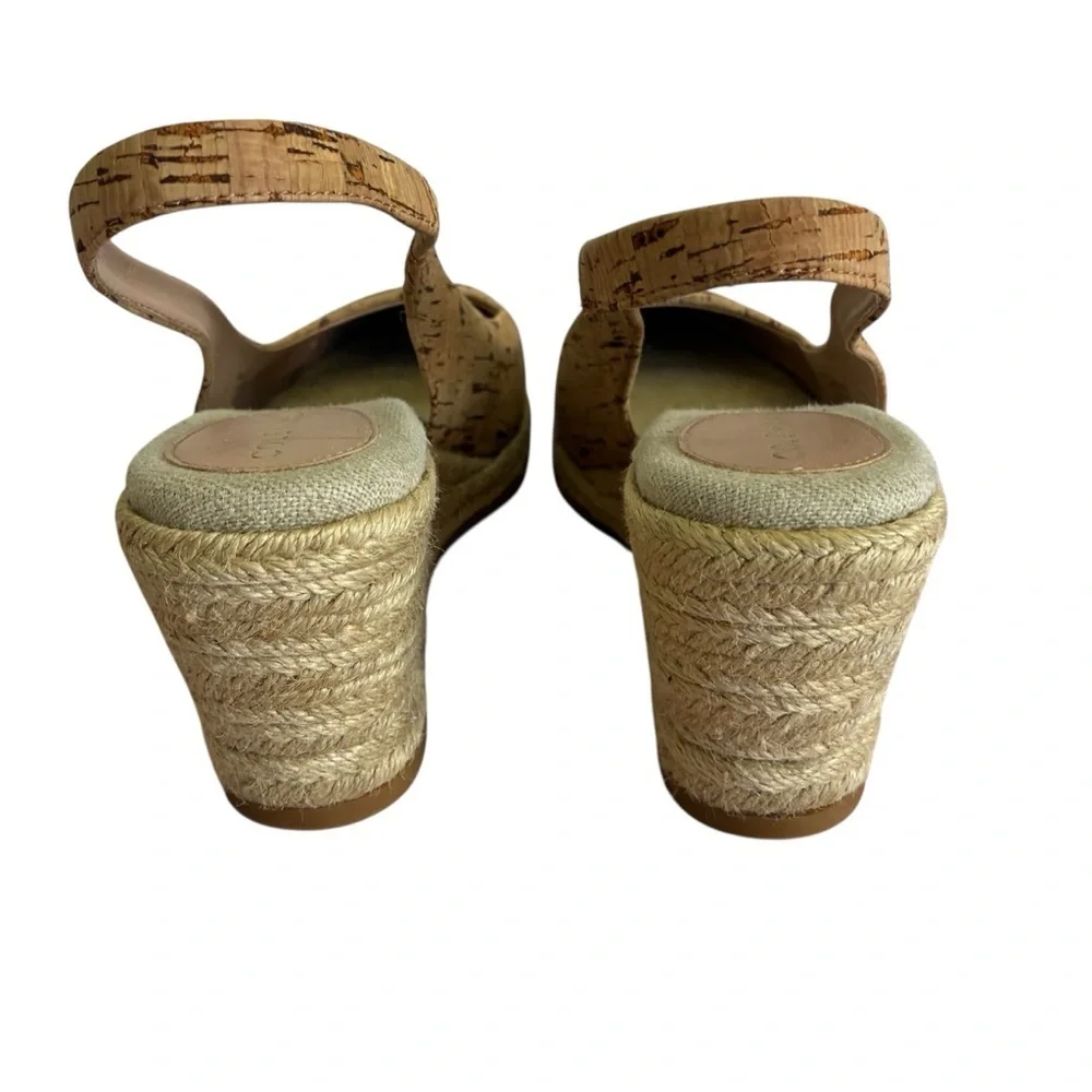 Cole Haan Women's Cloudfeel Natural Linen Espadrille Wedge Slingback Size 9